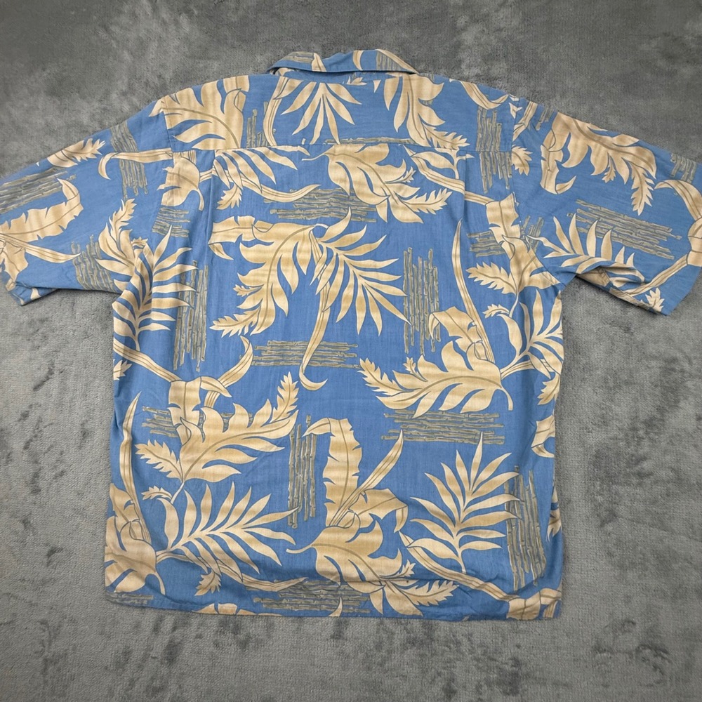 Vintage Reyn Spooner Mens XXL Blue Tan Tropical Leaf Hawaiian Button Down Shirt - Picture 6 of 6